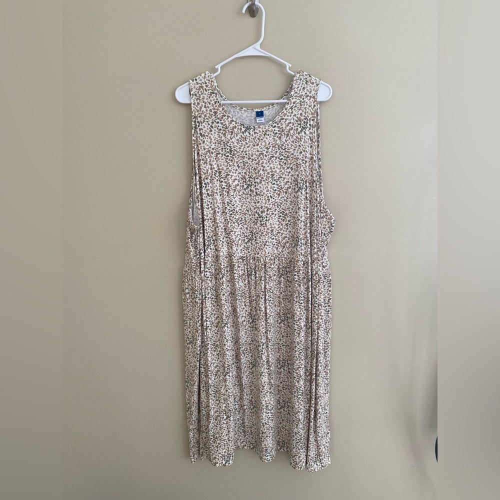 EUC Old Navy Sleeveless White & Tan Jersey Knit Dress size 4x